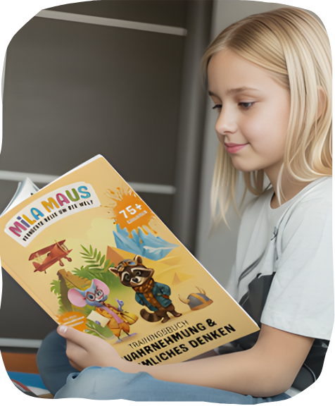 Mädchen liest Mila Maus Buch